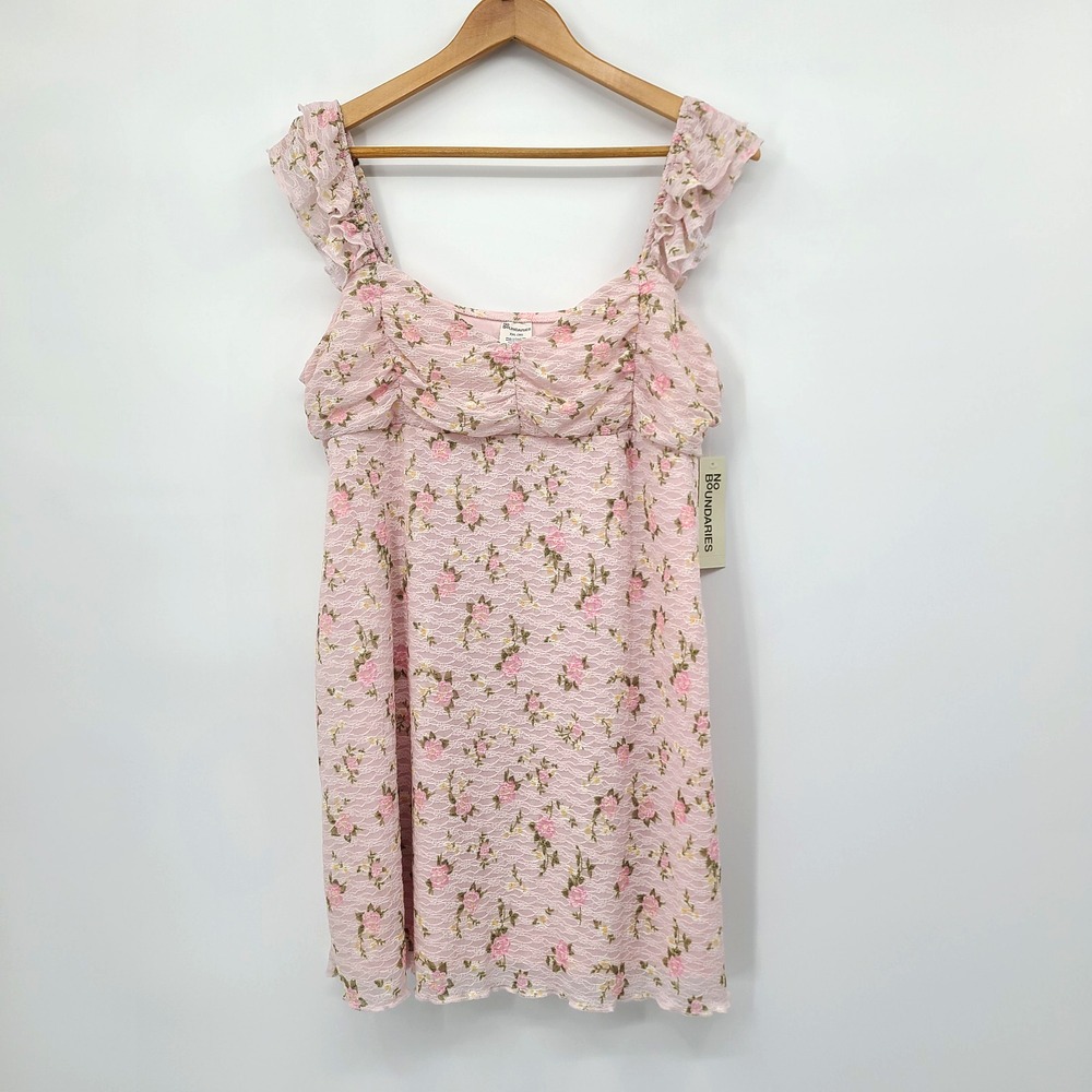 NWT No Boundaries Ruched Mini Dress Pink Whimsical Cottagecore Fairy Size XXL 20